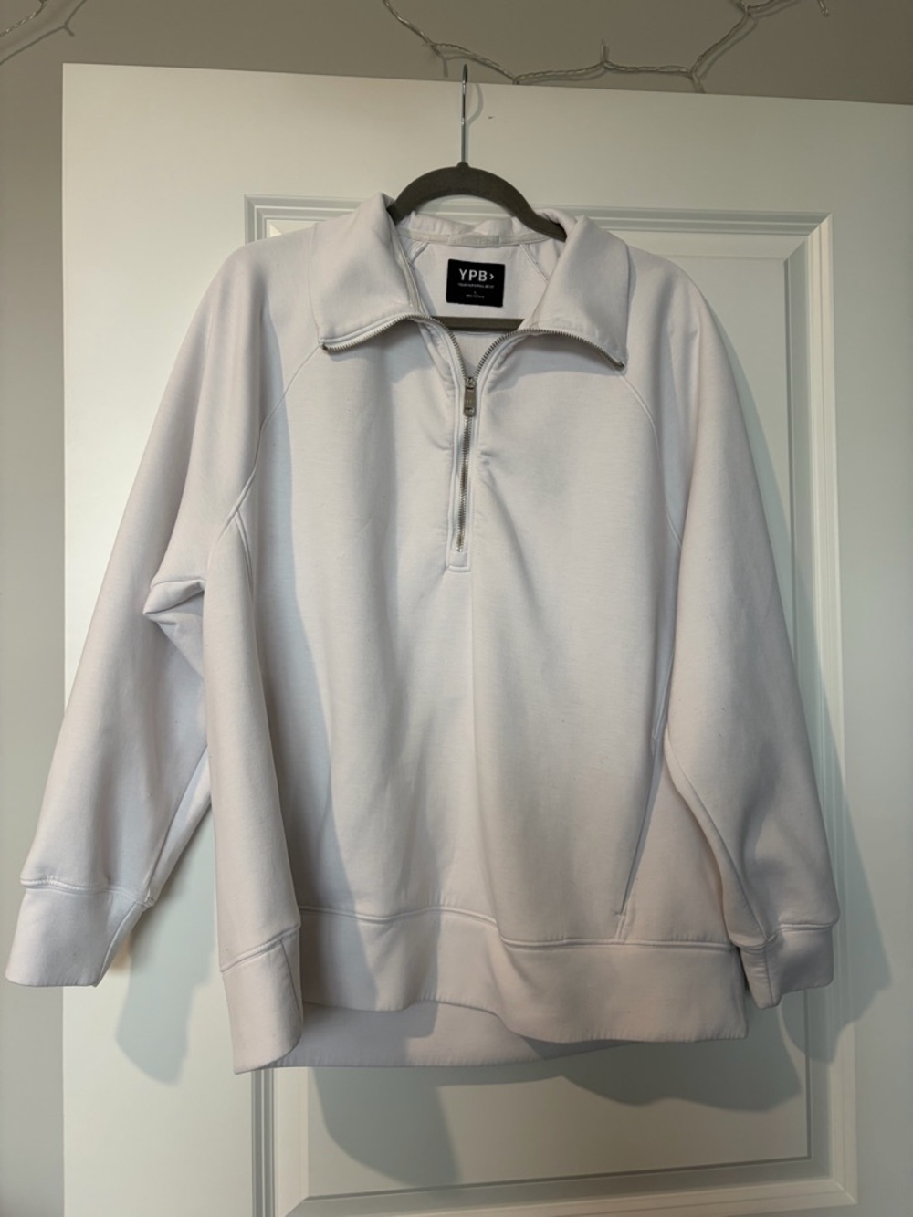 White Quarter-Zip Pullover Sweater